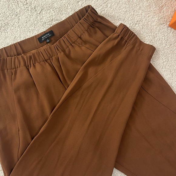 (SOLD) Aritzia Babaton Dexter Pants Sz S Brown Pumpkin Fabric Made in Japan - Picture 7 of 9